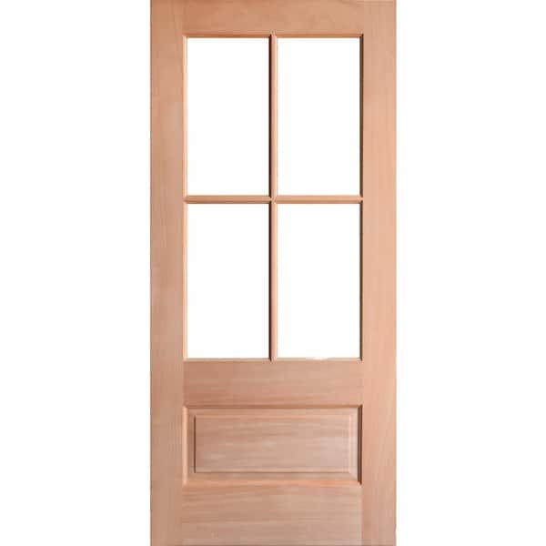 32 in. x 96 in. Right-Hand/Inswing 3/4 Lite  Glass Unfinished Mahogany Wood Prehung Front Door