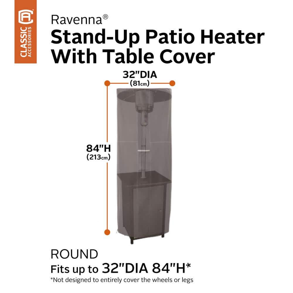 Gray Water-Resistant Round Patio Heater Cover with Table