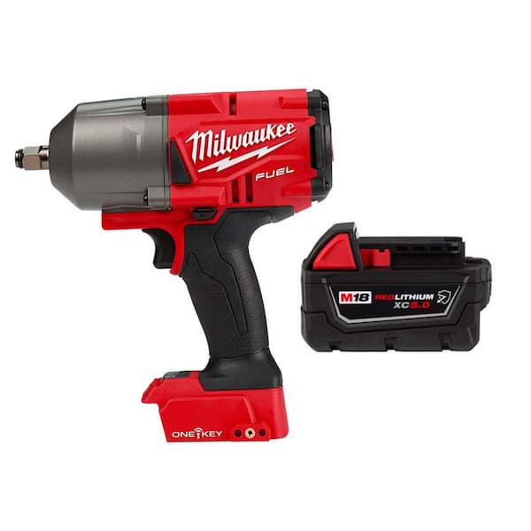 M18 FUEL ONE-KEY 18V Lithium-Ion Brushless Cordless 1/2 in. Impact Wrench with Friction Ring w/ 5.0 Ah Battery
