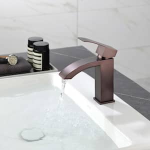 6.61 in. Single Handle Single Hole Bathroom Faucet Included Valve Supply Lines in Brown Copper