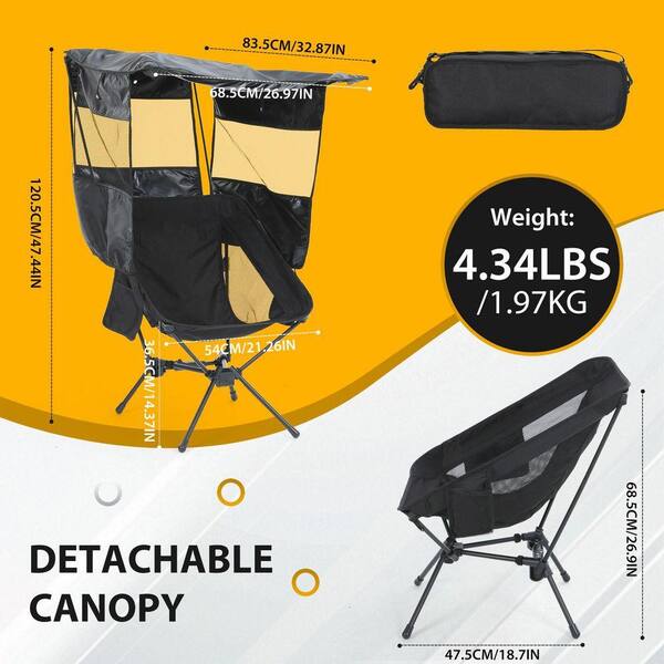 Backpack Camping Chair with Canopy, Low Seat and High Back