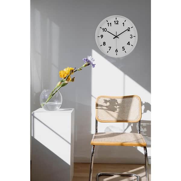 Afoxsos 12 in. White Analog Wall Clock Silent Non-Ticking Battery