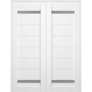 Perla 36 in. x 80 in. Both Active 2-Lite Frosted Glass Bianco Noble Finished Wood Composite Double Prehung French Door