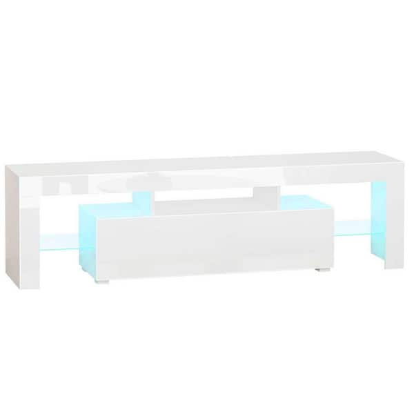 HOMCOM 63 in. White TV Stand with Storage Fits TV's up to 65 in.