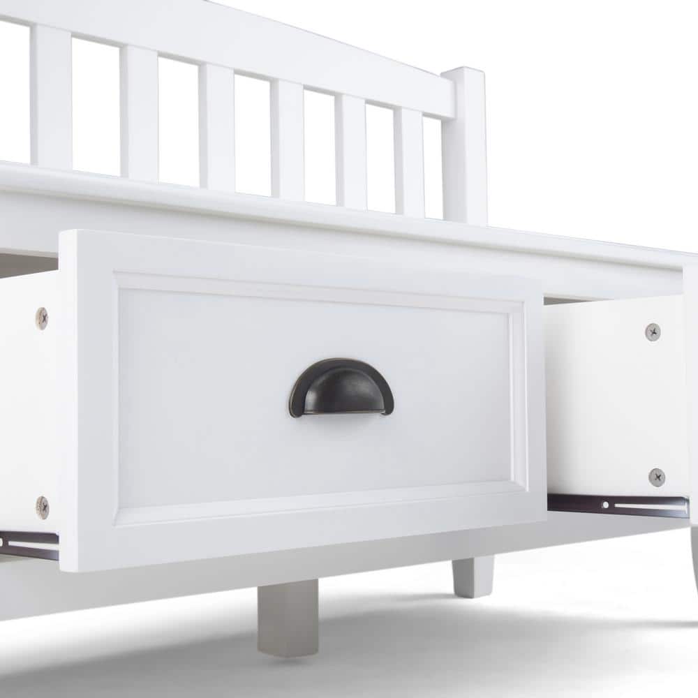 Burlington Solid Pine 42" White Entryway Bench with Storage Drawers