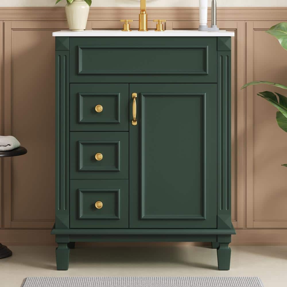24 in. W Green Freestanding Bathroom Vanity with Ceramic Sink, 2 Drawers and Adjustable Shelf price history on PriceWatchPro