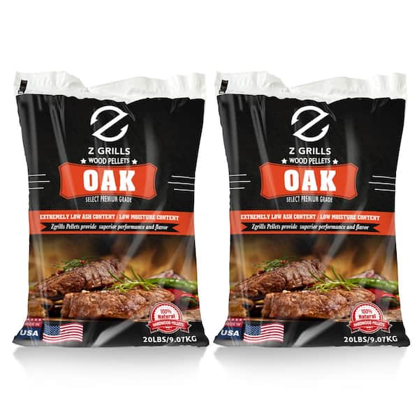 Oak All-Natural Wood Grilling Pellets, 20 lb. Bag (2-Pack)