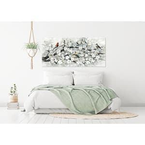 24 in. x 48 in. White Blossom with Birds Canvas Wall Art