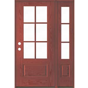 UINTAH Farmhouse 50 in. x 80 in. 6-Lite Right-Hand/Inswing Clear Glass Redwood Stain Fiberglass Prehung Front Door w/RSL