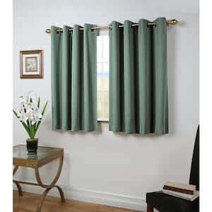 Green Woven Solid 54 in. W x 45 in. L Grommet Blackout Curtain