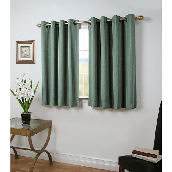 RICARDO Green Woven Solid 54 in. W x 54 in. L Grommet Blackout Curtain