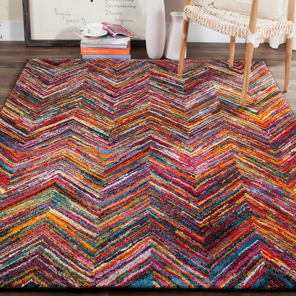 Aruba Multi 7 ft. x 7 ft. Square Chevron Area Rug