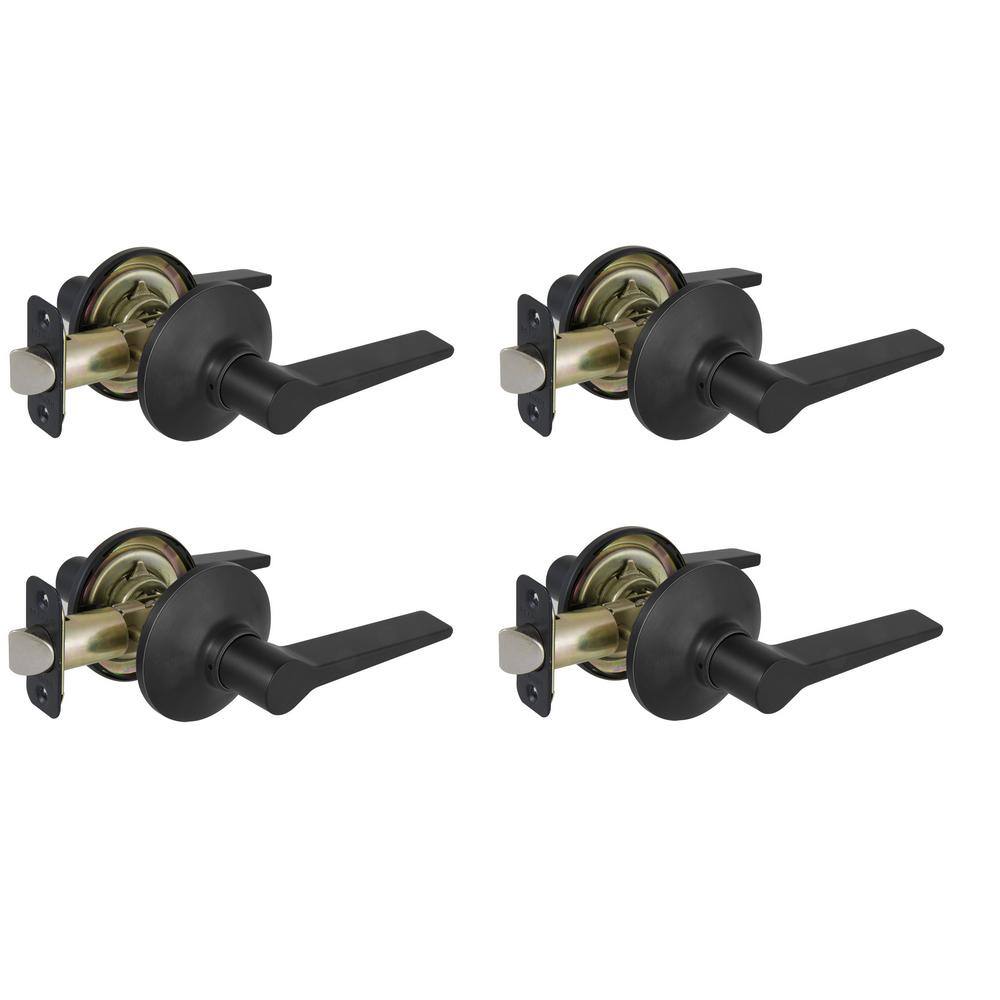 Matte Black Zinc Modern Hall/Closet Door Lever Set