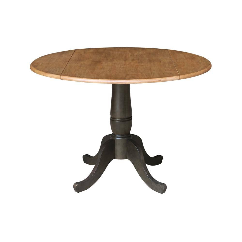 International Concepts 42 in. Round Hickory/Washed Coal Dual Drop Leaf Pedestal Table - 29.5 in. H