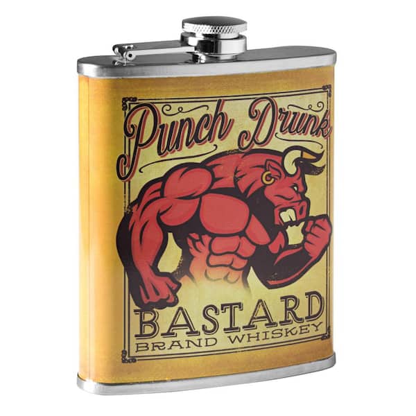 8 oz. Multi-Colored Punch Drunk Leak-Proof Stainless Steel Liquor Flask for Whiskey, Vodka and Tequila, Bachelor Party