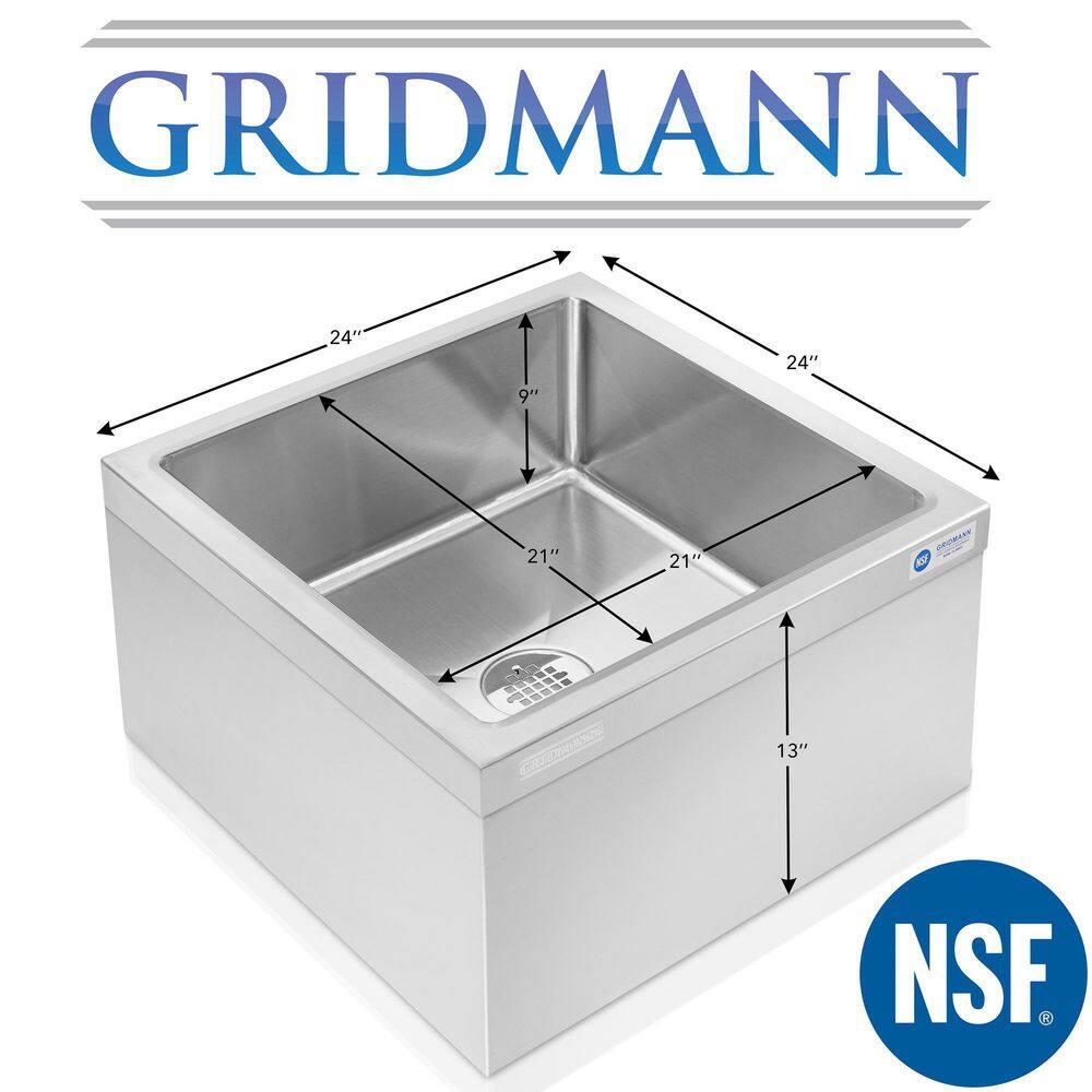 24" x 24" x 13" Stainless Steel Floor Mop Sink