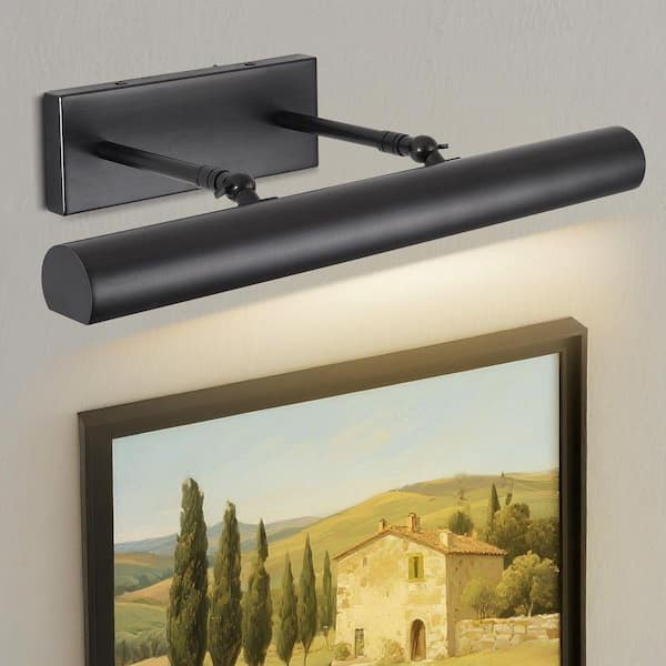 18 in. 3-Light Black Picture Light, Hardwired LED Wall Light, Dimmable Art Light, Gallery Lighting for Portrait Artwork