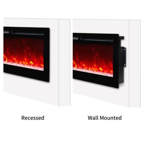 EDYO LIVING 60 in. Wall Mount and Recessed Electric Fireplace in Black  WMX-RFP-60 - The Home Depot