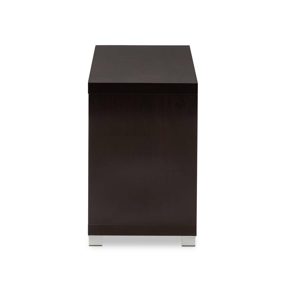 Swindon Dark Brown Modern TV Stand with Sleek Glass Doors