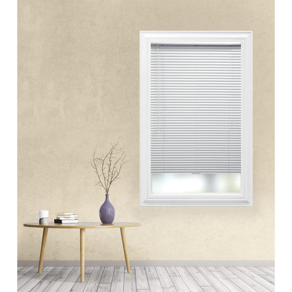Size 39 in. W x 48 in White Cordless Aluminum Mini Blinds for Windows with 1 in. Slats - 39 in. W x 48 in. L(Actual Size 38.5 in. W x 48 in.L)