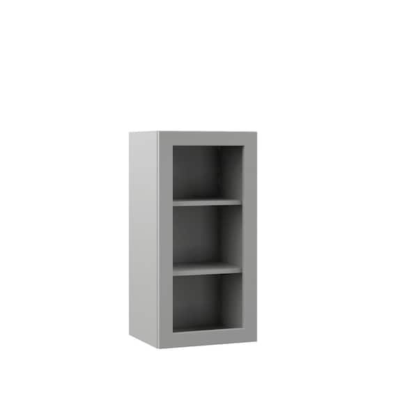Hampton Bay Designer Series Melvern Assembled 15x30x12 in. Wall Open Shelf Kitchen Cabinet in Heron Gray