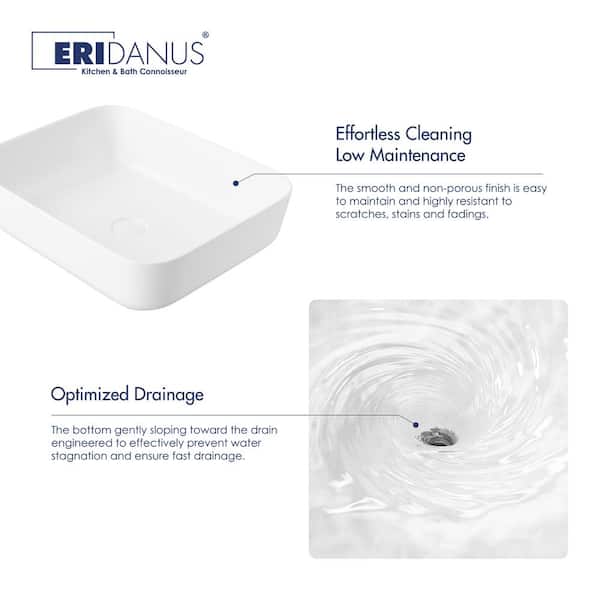 Eridanus Salerno 20 in. x 15 in. Crisp White Vitreous China