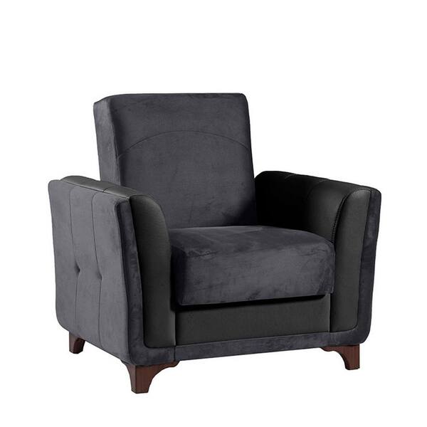 Ottomanson Niagara Collection Convertible Armchair with Storage, Grey