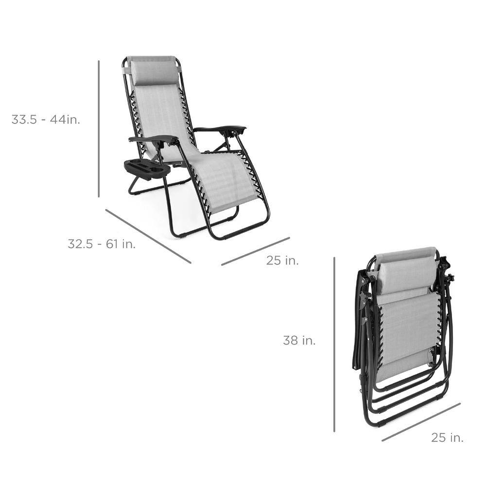 Ice Gray Adjustable Steel Zero Gravity Lounger Set with Cushions