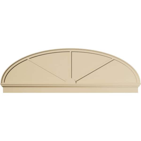 86 in. W x 28-3/8 in. H x 2-3/4 in. P Elliptical 3 Spoke Signature Urethane Combination Pediment, Primed Tan