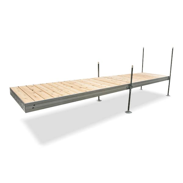 Tommy Docks 16 ft. Long Straight Aluminum Frame with Cedar Decking Complete Dock Package