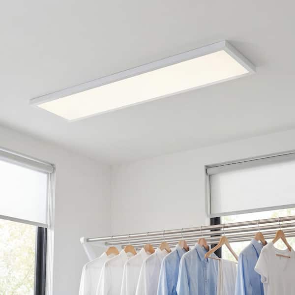 Everlume 1-Light Satin White Modern LED Linear Panel Light Flush Mount