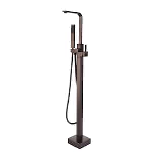 Single-Handle Freestanding Tub Faucet with Handheld Shower Head in Oil Rubbed Bronze