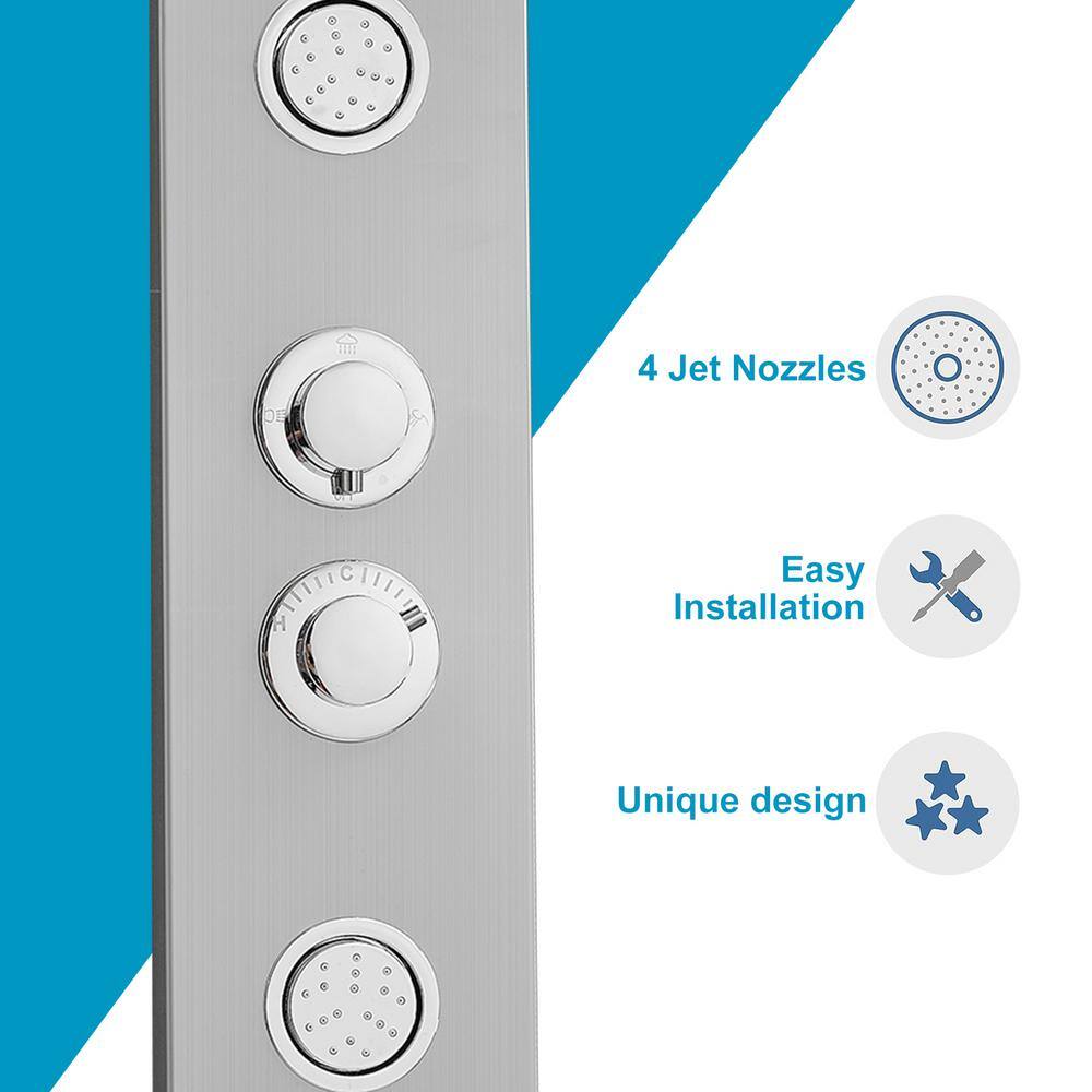 Nickel Chrome Multi-function Shower Panel with Adjustable Head