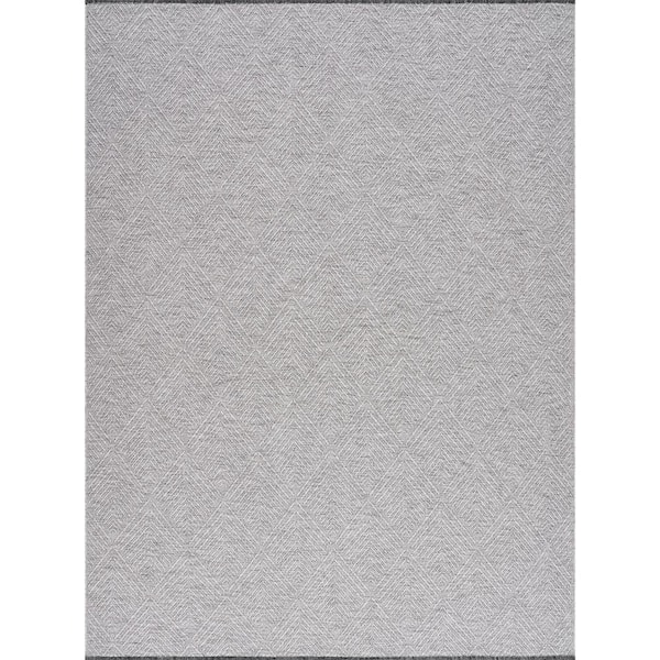 Tayse Rugs Alma Light Gray 9 ft. x 12 ft. Diamond Machine Washable Indoor Area Rug