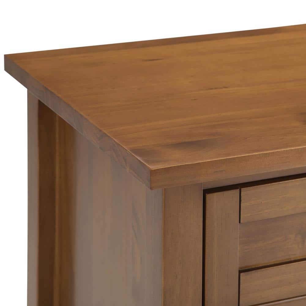 Light Golden Brown Solid Wood 2-Drawer Nightstand with Nickel Pulls