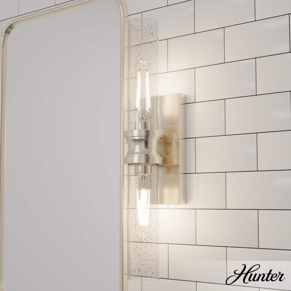 Lenlock 22 in. 2-Light Brushed Nickel Vanity Light with Clear Seeded Glass price history on PriceWatchPro