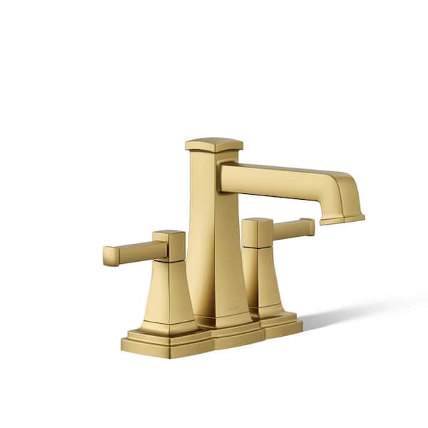 KOHLER Riff 4 in. Centerset Double Handle 1.0 GPM Bathroom Sink Faucet in Vibrant Brushed Moderne Brass