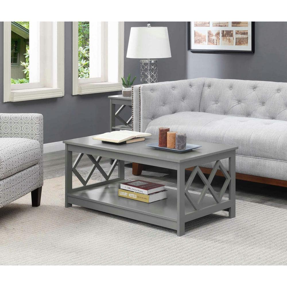 Contemporary Diamond-Cut 40" Gray Melamine Coffee Table