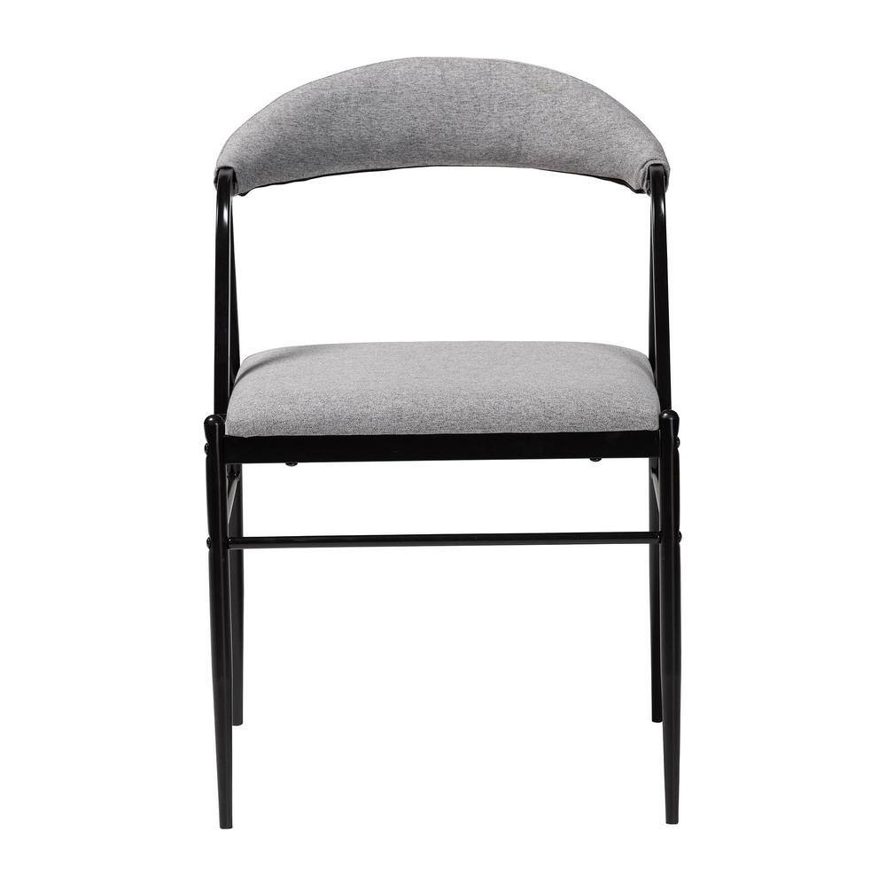 Orrin Gray Fabric and Black Metal Dining Chair Set of 4