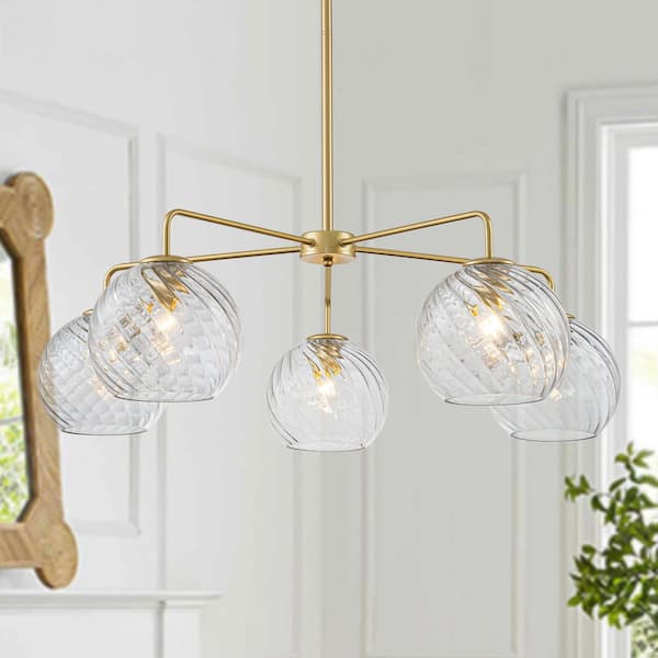 HUOKU CEDER 15-Light 50.4 in. W Black Chandelier with Smoked Glass