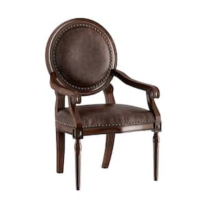 Yara Dark Brown Faux Leather Classic Armchair