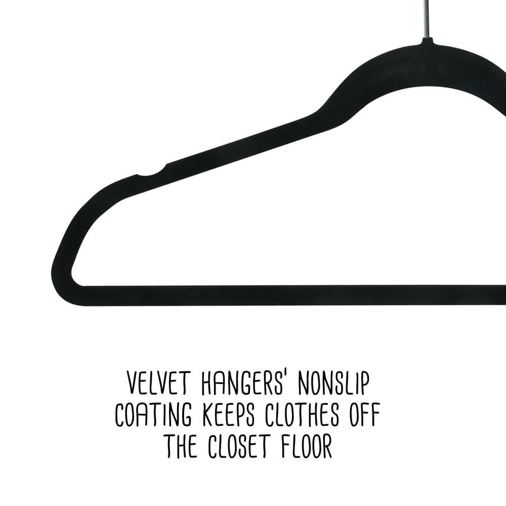 Black Velvet Non-Slip Collapsible Hangers Set, 55-Pack
