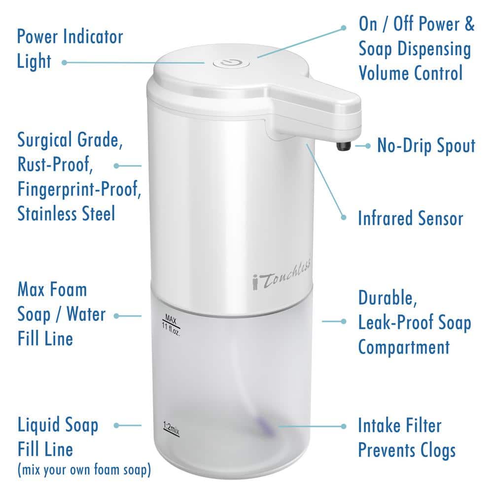 White Stainless Steel Automatic Foaming Soap Dispenser