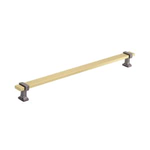 Overton 11-5/16 in. (288mm) Classic Brushed Gold/Black Chrome Bar Cabinet Pull
