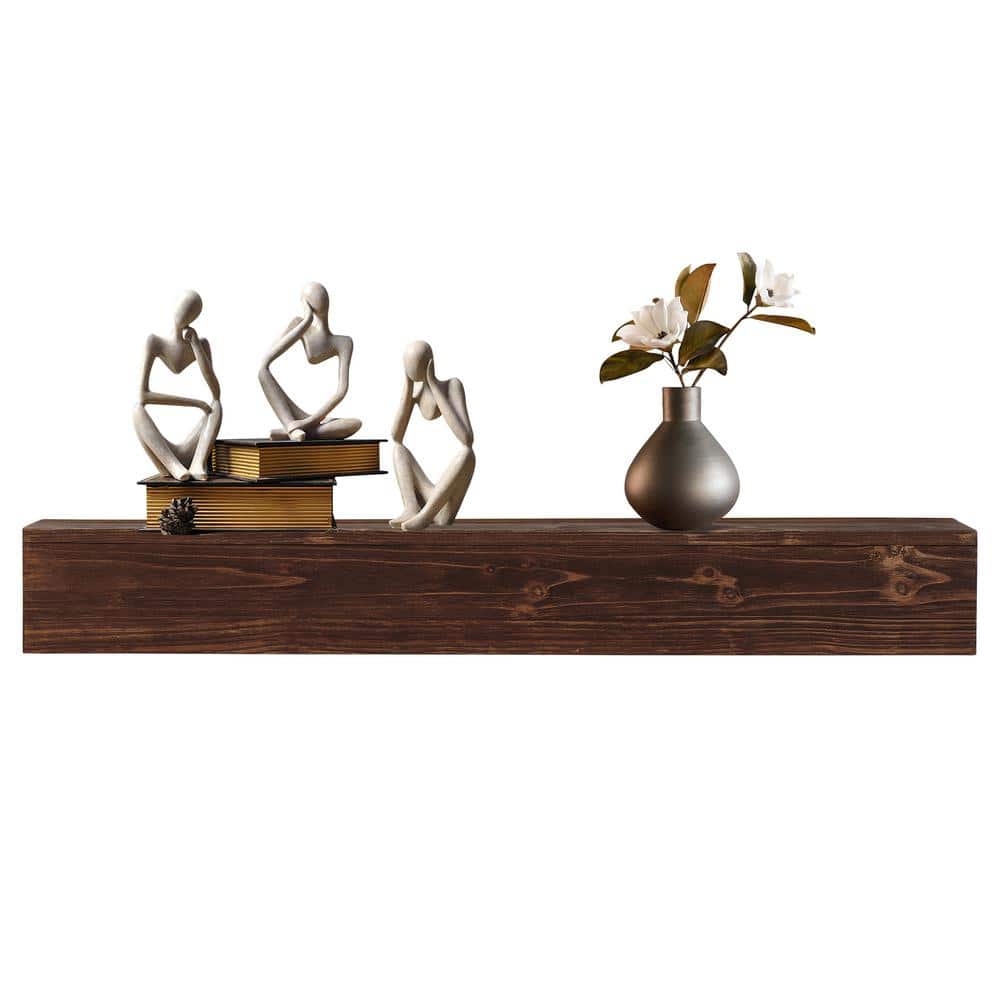 48 in. W x 9 in. D Espresso Floating Shelf, Reclaimed Wood Decorative Wall 