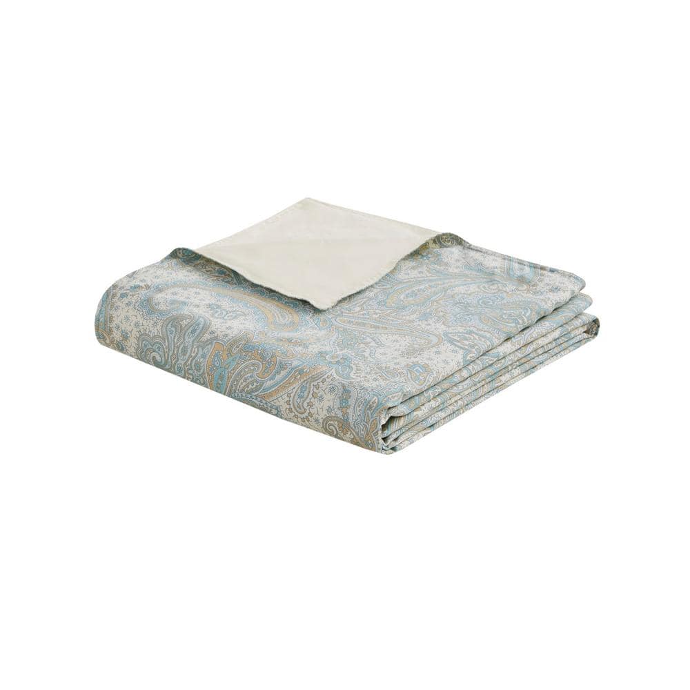 Chelsea Blue and Ivory Cotton Full/Queen Duvet Cover Set