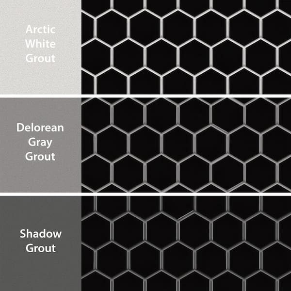 Merola Tile Metro 2 in. Hex Glossy Black 11-1/8 in. x 12-5/8 in