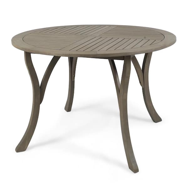 Zeus & Ruta 47.25 in. Rectangular Gray Acacia Wood Farmhouse Outdoor Dining Table for Garden, Backyard, Balcony and Poolside
