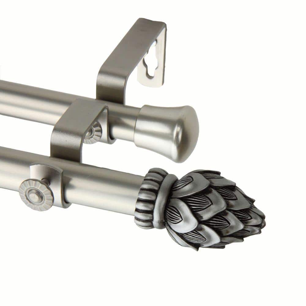 48 in. - 84 in. Telescoping Double Curtain Rod Kit in Satin Nickel with Bud Finial price history on PriceWatchPro