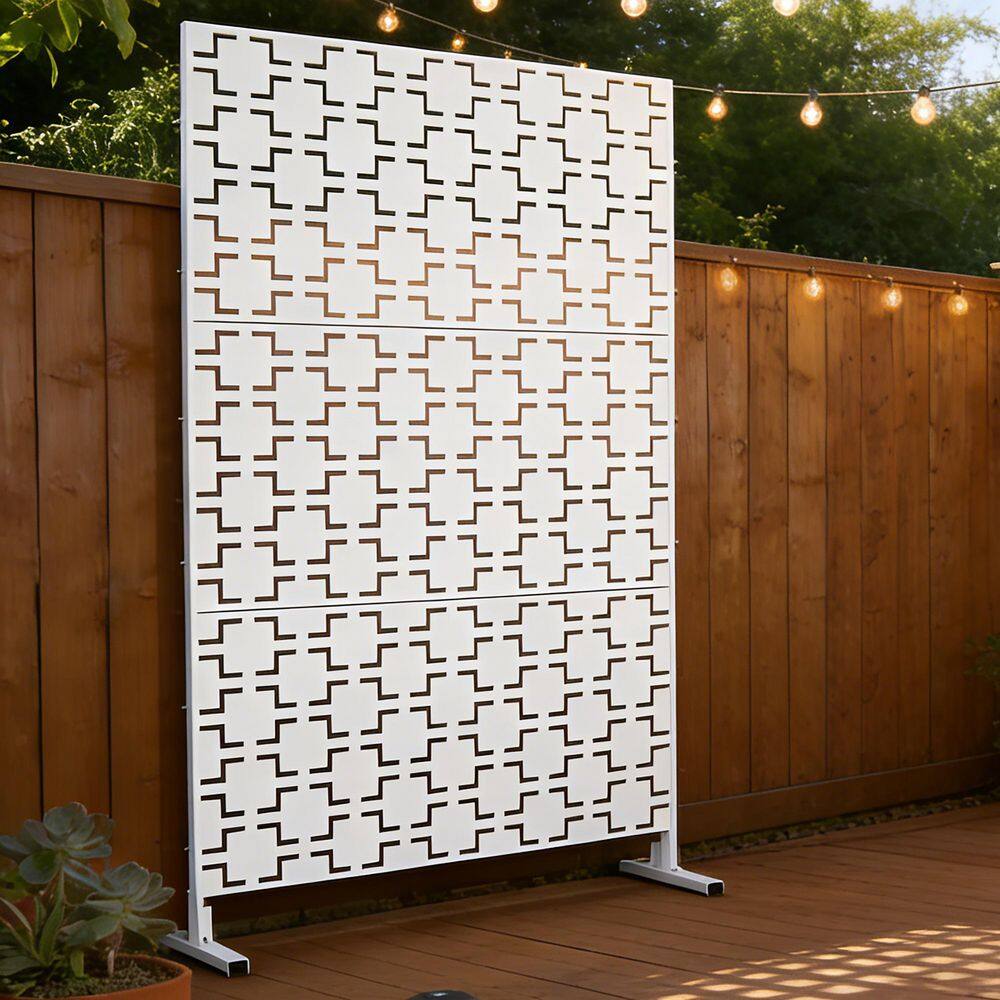 76 in. x 48 in. Freestanding Decorative Privacy Screen White Metal for Outside Lawn Garden price history on PriceWatchPro